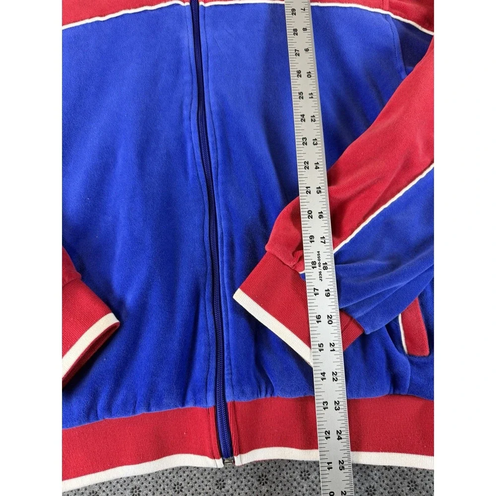 Sweatsedo Mens Velour Track Jacket Red Blue USA Beerfest Full Zip Size M - Picture 10 of 11